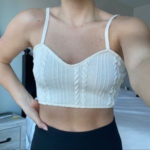 Zara Cropped Tank Top. Cream. Woven. Size Medium.